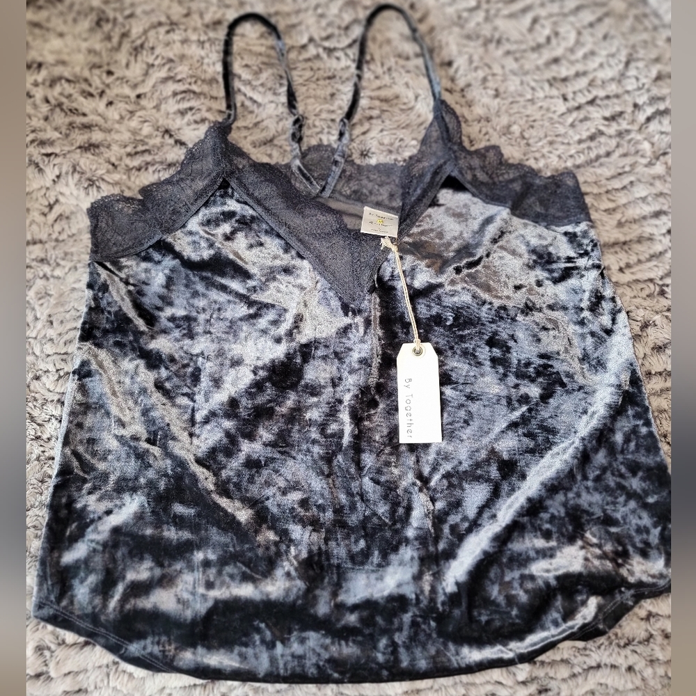 Blue Velvet & Lace Cami